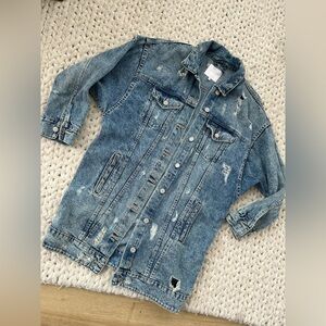 Zara Distressed Blue Denim Jacket